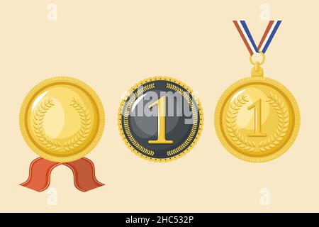 trois médailles d'or sont décernées Illustration de Vecteur