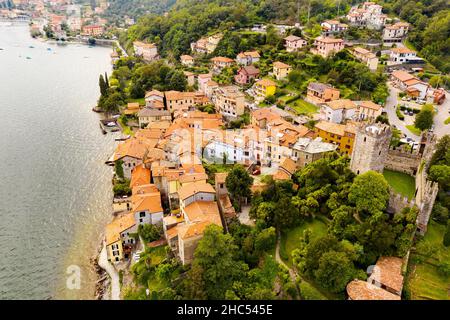 Lac de Côme (IT), Santa Maria Rezzonico, vue aérienne Banque D'Images