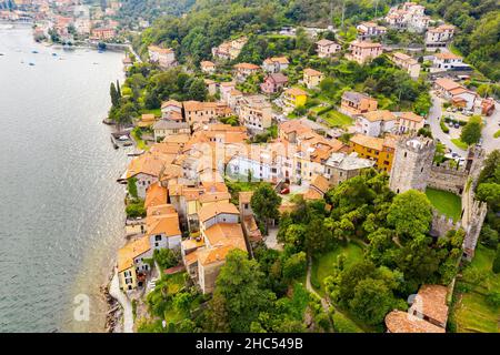 Lac de Côme (IT), Santa Maria Rezzonico, vue aérienne Banque D'Images