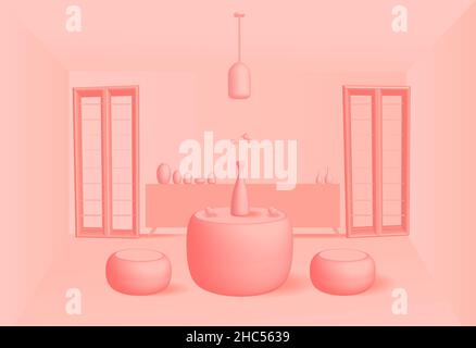 Séjour.Intérieur abstrait. Scène intérieure pour poupées.Illustration vectorielle. Illustration de Vecteur