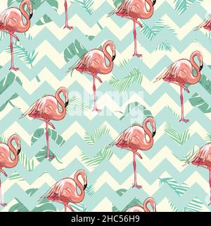 sans couture flamants roses vector, illustration, oiseau, design, imprimé été rose textile tropical Illustration de Vecteur