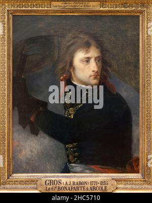 Bonaparte au pont d'Arcole, Portrait de Napoléon Bonaparte (1769-1821), militaire, Premier Consul, Premier Empereur des Francais, peinture du Baron an Banque D'Images