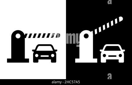 Contour de la barrière de stationnement et panneau vectoriel rempli, icône de barrière automatique de voiture Illustration de Vecteur