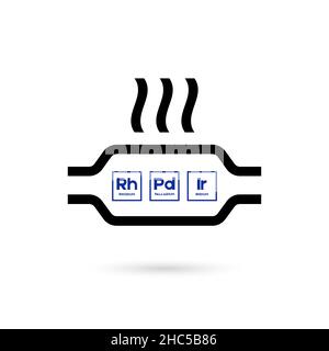 Icône du convertisseur catalytique et du système d'éléments chimiques. Illustration de Vecteur