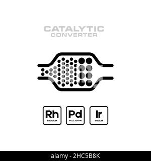 Icône du convertisseur catalytique et du système d'éléments chimiques.Concept de logo. Illustration de Vecteur