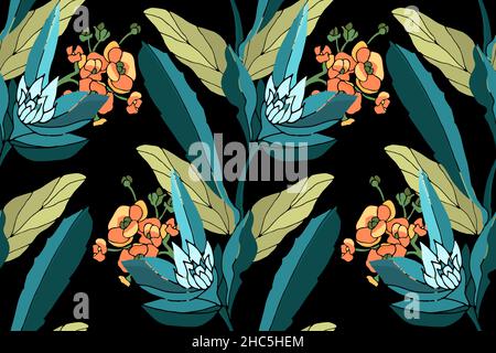 Motif Art floral vectoriel sans coutures.Plante tropicale Illustration de Vecteur