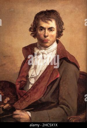 Un autoportrait du peintre néoclassique français Jacques Louis David Banque D'Images