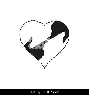 Rencontrez le Seigneur dans votre coeur.Forme de coeur et mains en contact.Illustration vectorielle chrétienne isolée plate.La paix soit avec vous, chers frères et sœurs Illustration de Vecteur