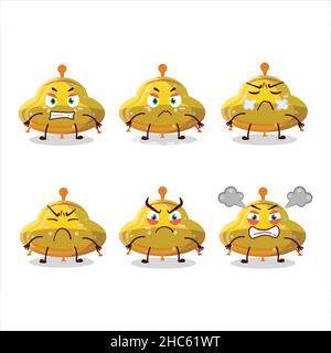 Personnage de dessin animé jaune d'OVNI avec diverses expressions en colère.Illustration vectorielle Illustration de Vecteur