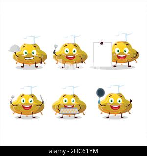 Personnage de dessin animé de bonbon jaune d'OVNI avec diverses émoticônes de chef.Illustration vectorielle Illustration de Vecteur
