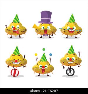 Personnage de dessin animé de bonbon jaune d'OVNI avec divers spectacles de cirque.Illustration vectorielle Illustration de Vecteur