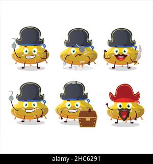 Personnage de dessin animé de bonbon jaune d'OVNI avec diverses émoticônes de pirates.Illustration vectorielle Illustration de Vecteur