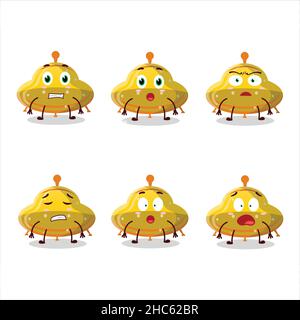 Personnage de dessin animé de bonbon jaune d'OVNI avec expression effrayée.Illustration vectorielle Illustration de Vecteur