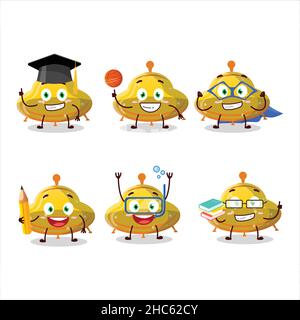 Élève de l'école de l'OVNI jaune bonbon personnage de dessin animé avec diverses expressions.Illustration vectorielle Illustration de Vecteur