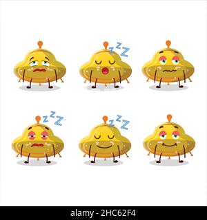 Personnage de dessin animé de bonbon jaune d'OVNI avec expression de sommeil.Illustration vectorielle Illustration de Vecteur