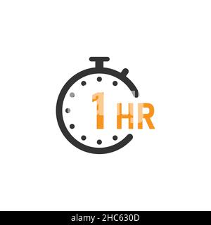 icône horloge 1 heures plate.Illustration du vecteur de compte à rebours du minuteur sur un arrière-plan isolé.Concept commercial de l'enseigne de mesure du temps. Illustration de Vecteur