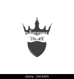 visage de singe avec masque et logo de la couronne conception vecteur graphique symbole icône signe illustration idée créative Illustration de Vecteur