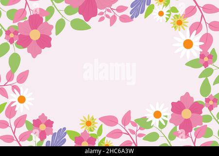 Spring Background, avec des couleurs élégantes et lumineuses, est frais avec des feuilles et des fleurs en fleur Illustration de Vecteur