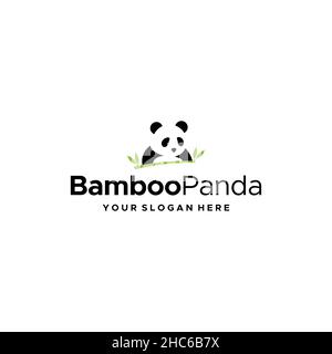 Design moderne et plat en BAMBOU coloré avec logo en forme de feuille DE PANDA Illustration de Vecteur