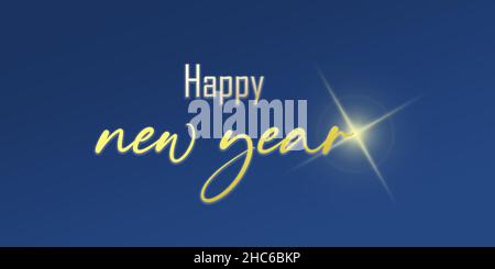 Papier peint avec un fond bleu écrit sur lui ' bonne nouvelle année ' Banque D'Images
