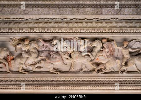 Vue rapprochée du musée d'archéologie d'Alexandre sarcophage d'Istanbul. Banque D'Images