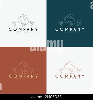 dessin au trait modèle de logo polyvalent minimal rétro Illustration de Vecteur