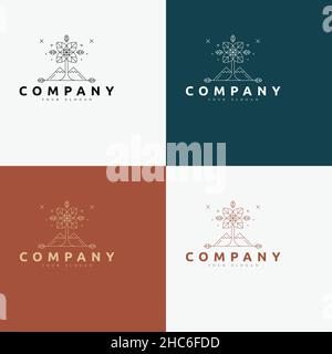 dessin au trait modèle de logo polyvalent minimal rétro Illustration de Vecteur