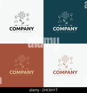 dessin au trait modèle de logo polyvalent minimal rétro Illustration de Vecteur