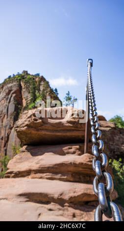 Close up de fil à l'Angels Landing dans Zion National Park, Utah, USA Banque D'Images