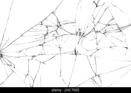 Fissures sur un arrière-plan cassé.Texture sur fond blanc Banque D'Images