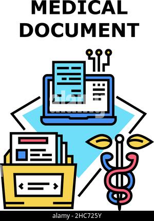 Illustration de la couleur du concept de vecteur de document médical Illustration de Vecteur
