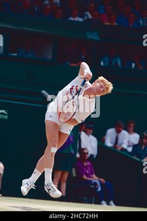 Joueur de tennis allemand Boris Becker, Wimbledon, Royaume-Uni 1991 Banque D'Images