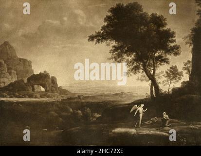 Paysage de l'après-midi, peinture de l'artiste français Claude Lorrain, Munich 1897 Banque D'Images