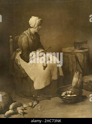 Un cuisinier, peinture de l'artiste français Jean-Baptiste-Simeon Chardin, Munich 1897 Banque D'Images