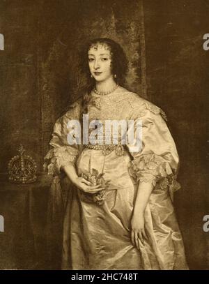 Portrait de la reine d'Angleterre de Henrietta, peinture de l'artiste flamand Anthony van Dyck, Munich 1897 Banque D'Images