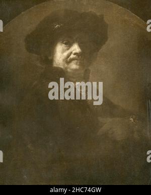 Autoportrait de l'artiste, peinture du peintre hollandais Rembrandt van Rijn, Munich 1897 Banque D'Images