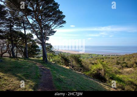 Vue depuis Arnside Knott surplombant la baie de Morecambe. Banque D'Images