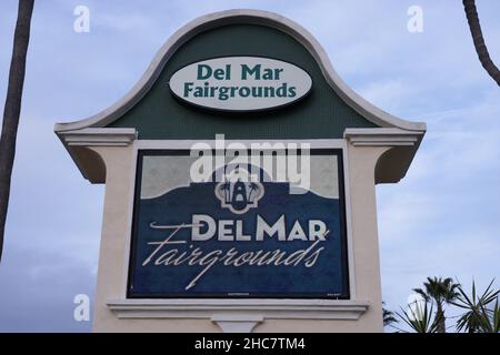 Le panneau de la marquise au champ de foire et de course de Del Mar, le samedi 25 décembre 2021, à Del Mar,Calif. Banque D'Images