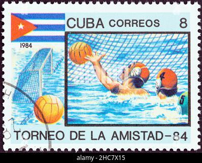 CUBA - VERS 1984: Un timbre imprimé à Cuba de l'édition 'Tournoi d'amitié, 1984' montre Water polo, vers 1984. Banque D'Images