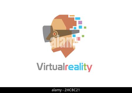 Création coloré casque VR tête films numériques montre vidéo logo Design symbole coloré Illustration Illustration de Vecteur