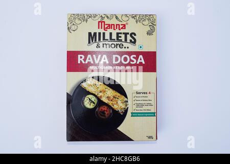 MMANNA marque Instant Multigrain millet dosa Ready mix.Facile à cuire prêt rava dosa batter sain avec beaucoup de types de millet.Alimentation Banque D'Images