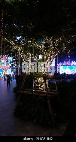 Décorations de Noël quartier EM, Emporium, centre commercial de luxe, Sukhumvit Road, Phrom Phong Area Night Banque D'Images