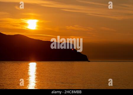 Coucher de soleil sur la Grande Orme, Llandudno, côte nord du pays de Galles Banque D'Images