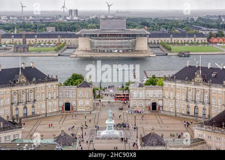 Horizon de Copenhague de l'opéra et du palais royal d'Amalienborg.13 juillet 2016, Banque D'Images