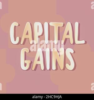 Légende conceptuelle gains en capital.Word for Bond actions actions ligne de fonds de placement de l'impôt sur le revenu des bénéfices Fonds de placement Fonds de fonds illustrés de formes diverses et Banque D'Images