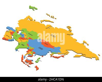 Carte politique isométrique de l'Asie Illustration de Vecteur