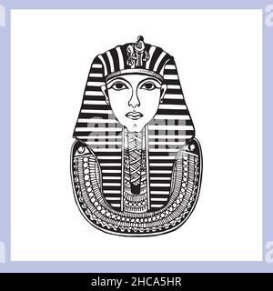 Portraits dessinés à la main de pharaons égyptiens isolés sur fond blanc.Illustration vectorielle. Illustration de Vecteur