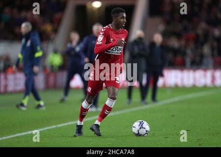 MIDDLESBROUGH, ROYAUME-UNI.DÉC 26th Esaïe Jones de Middlesbrough lors du match de championnat Sky Bet entre Middlesbrough et la forêt de Nottingham au stade Riverside, Middlesbrough, le dimanche 26th décembre 2021.(Credit: Mark Fletcher | MI News) Credit: MI News & Sport /Alay Live News Banque D'Images