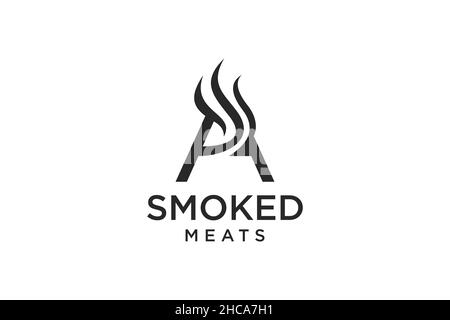 Lettre A pour le logo du restaurant Smoky Illustration de Vecteur