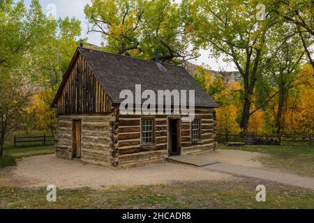 Maltais Cross Cabin dans le parc national Theodore Roosevelt, Dakota du Nord Banque D'Images